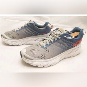 Gray and Blue Athletic Sneakers